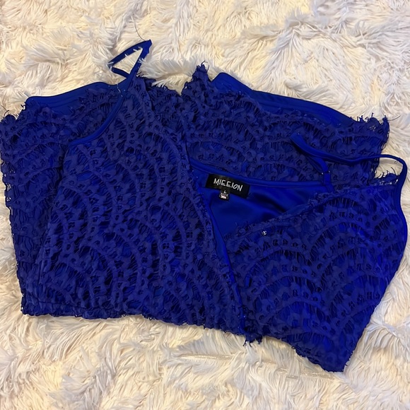 MIEEION Blue Lace Romper size large - Picture 7 of 8